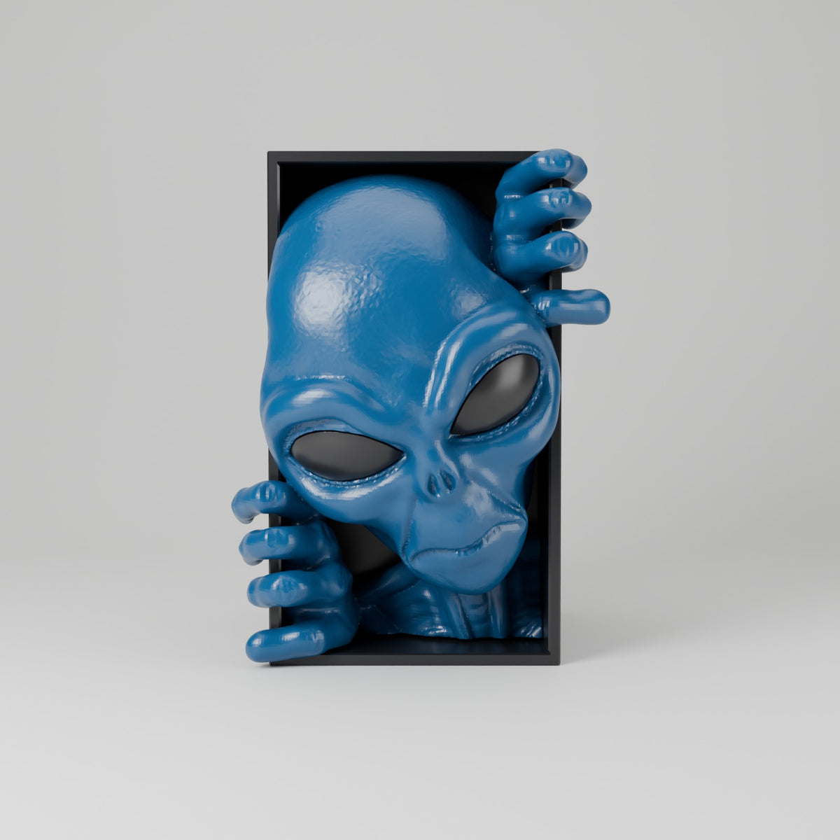 Alien book nook bookshelf insert pacific blue with black eyes