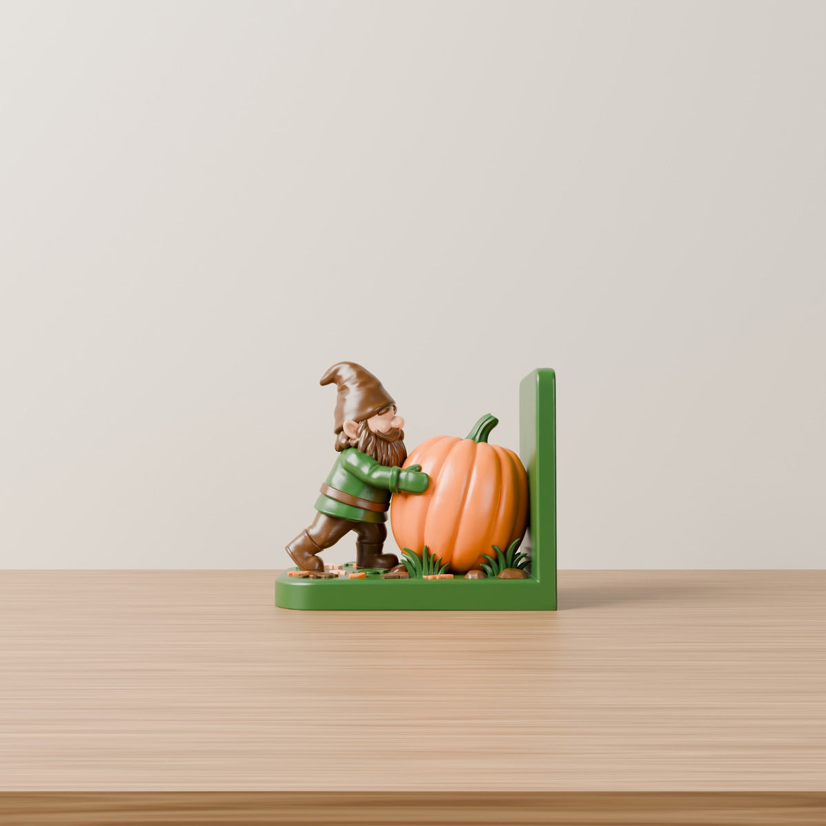 Autumn Gnome Bookend with Pumpkin – Fall Shelf Decor - Northern Foundry