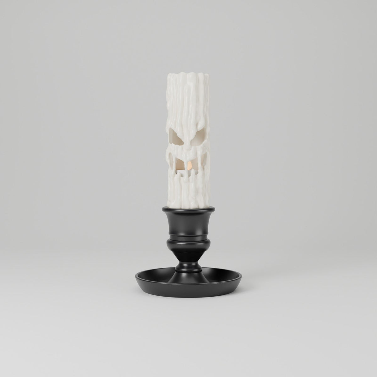Creepy Face Candle with Candlestick – Dripping Wax LED Candle Lamp, Spooky or Cute Halloween Decor - Northern Foundry