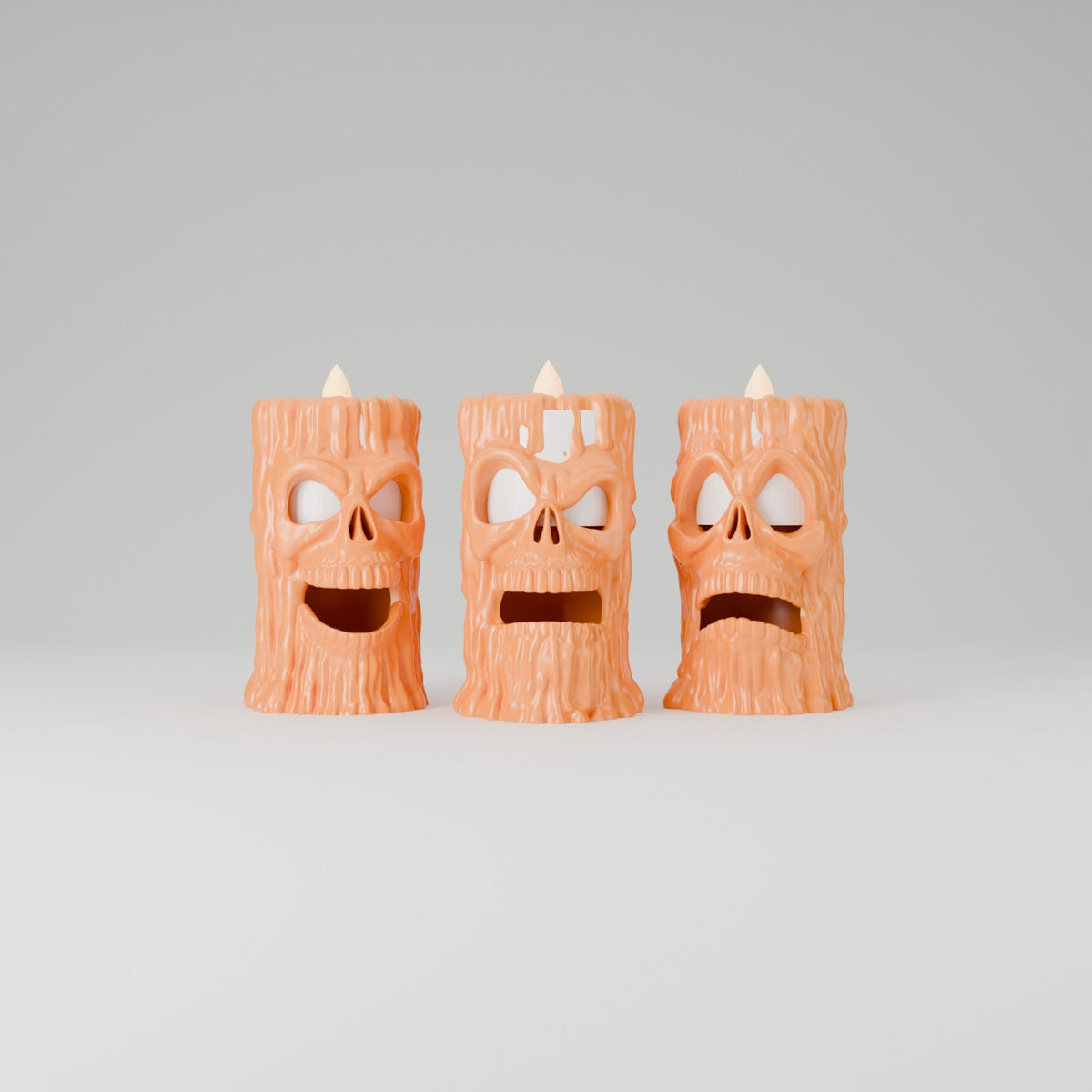 Creepy Skull Candles Set of 3 – Dripping Wax Skull Tealight Holders for Halloween - Northern Foundry