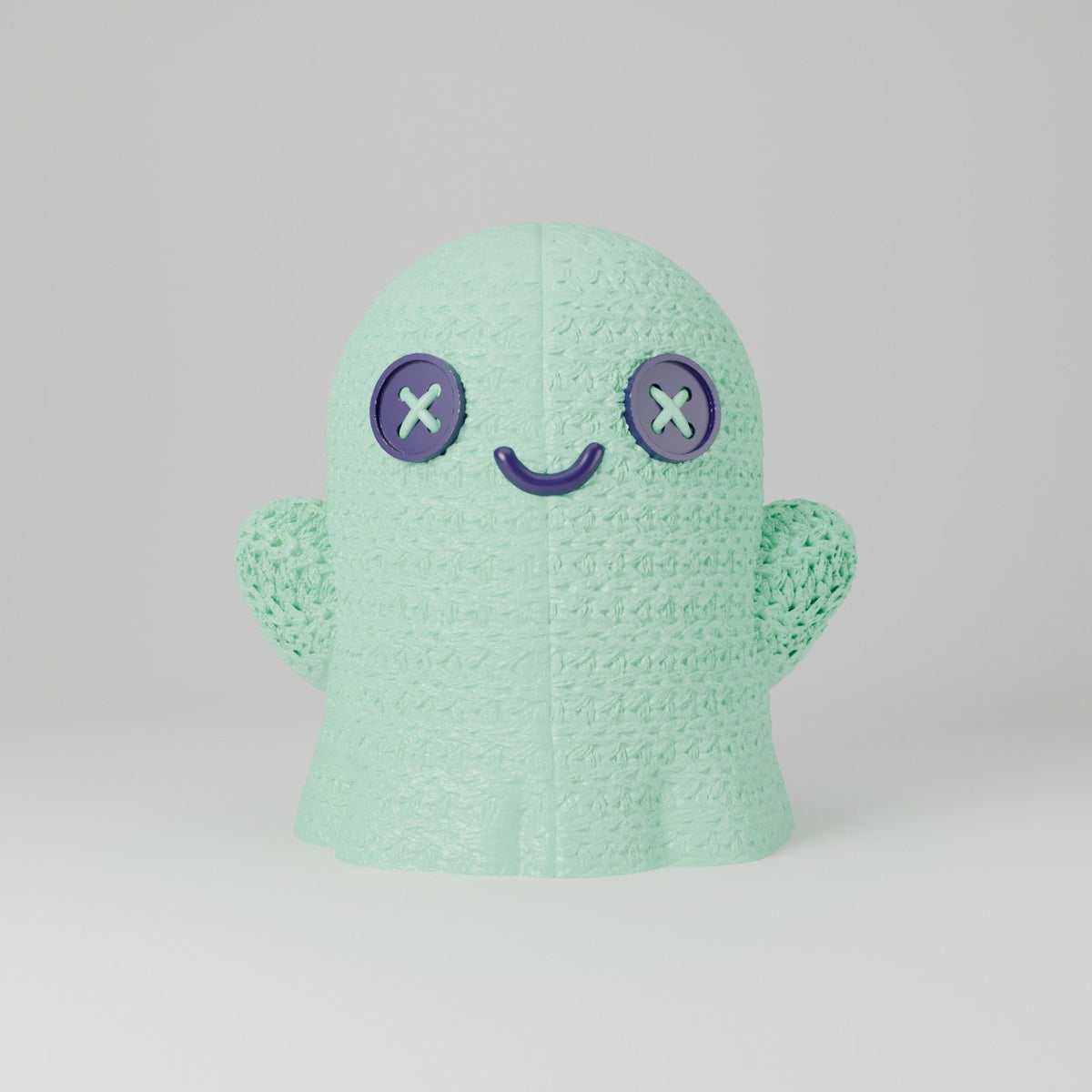 Crochet Ghost Lamp – Cute Knit-Texture Ghost LED Tealight Holder with Button Eyes - Northern Foundry