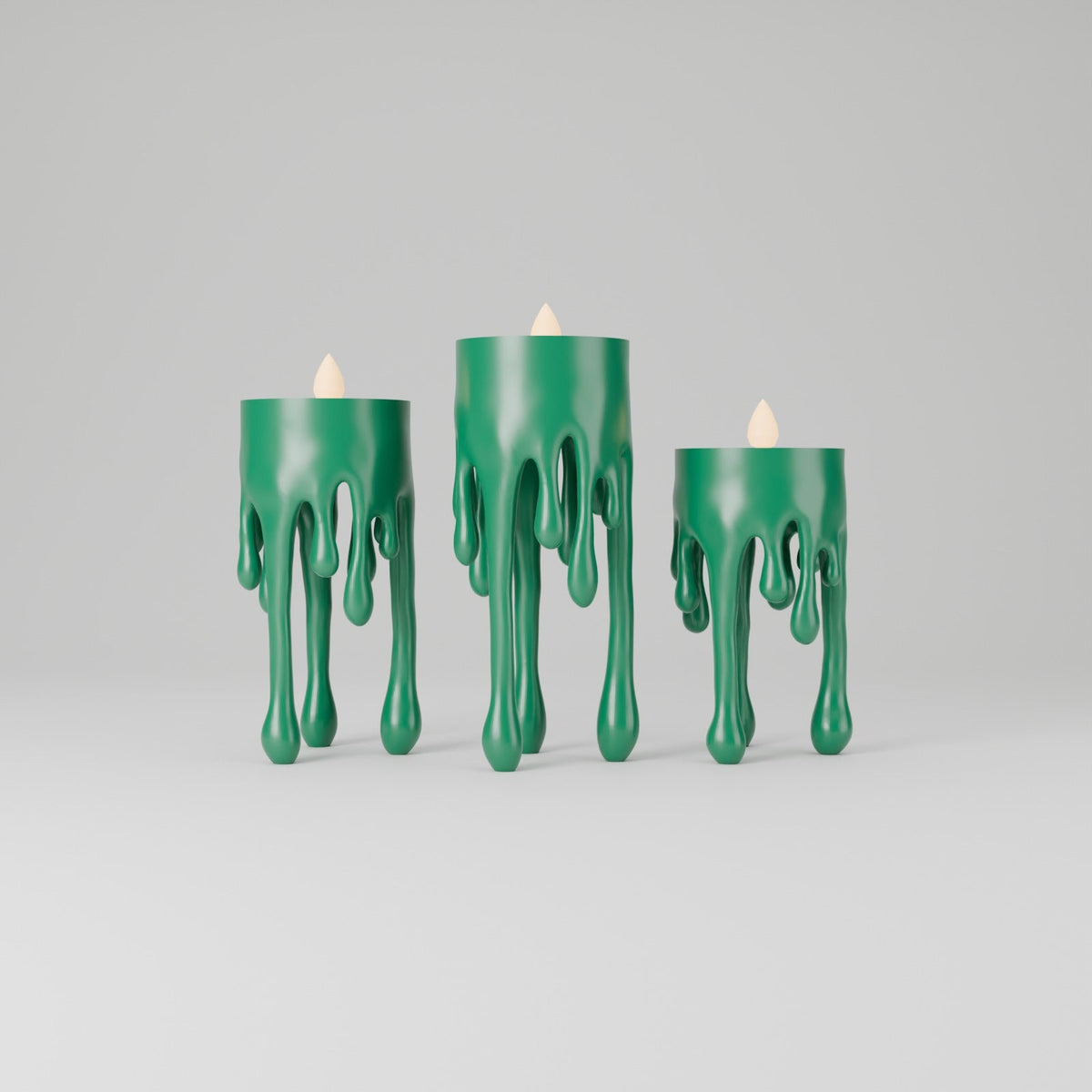 Dripping Candle Holders Set of 3 – Melting Liquid LED Tealight Holders, Halloween or Modern Decor - Northern Foundry
