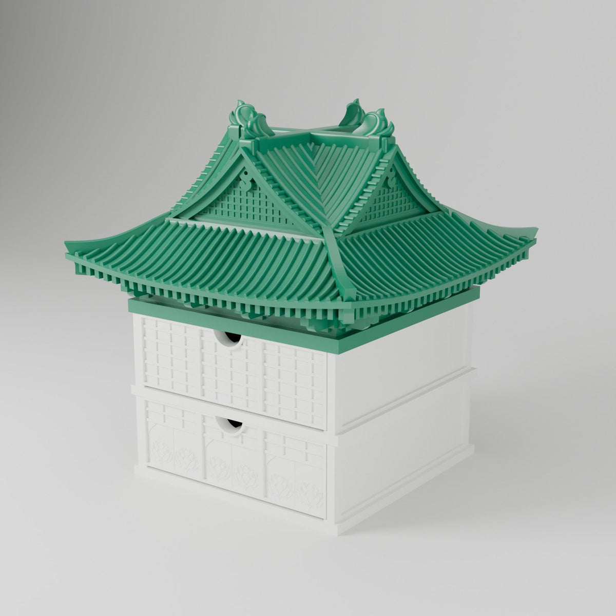 Pagoda Drawer Organizer – Asian Temple Storage Box with Two Drawers - Northern Foundry