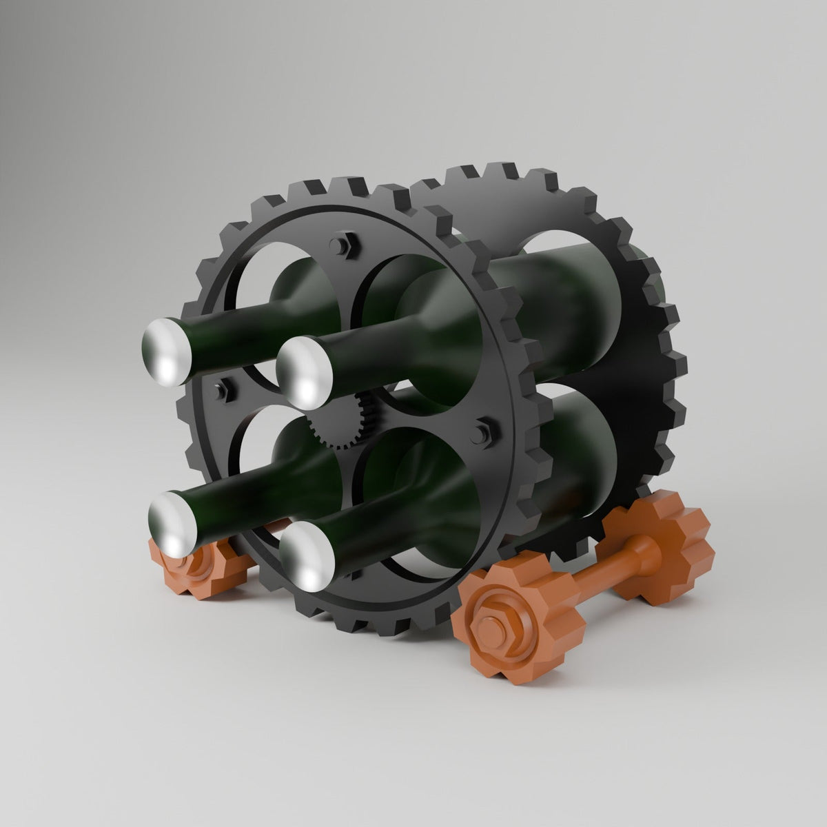 Steampunk Gear Wine Rack – 4 Bottle Countertop Wine Holder with Gears, Bolts and Axles - Northern Foundry
