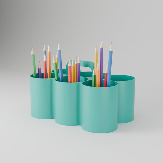 6 Compartment Pencil Holder Organizer – Desk Caddy with Carry Handle - Northern Foundry