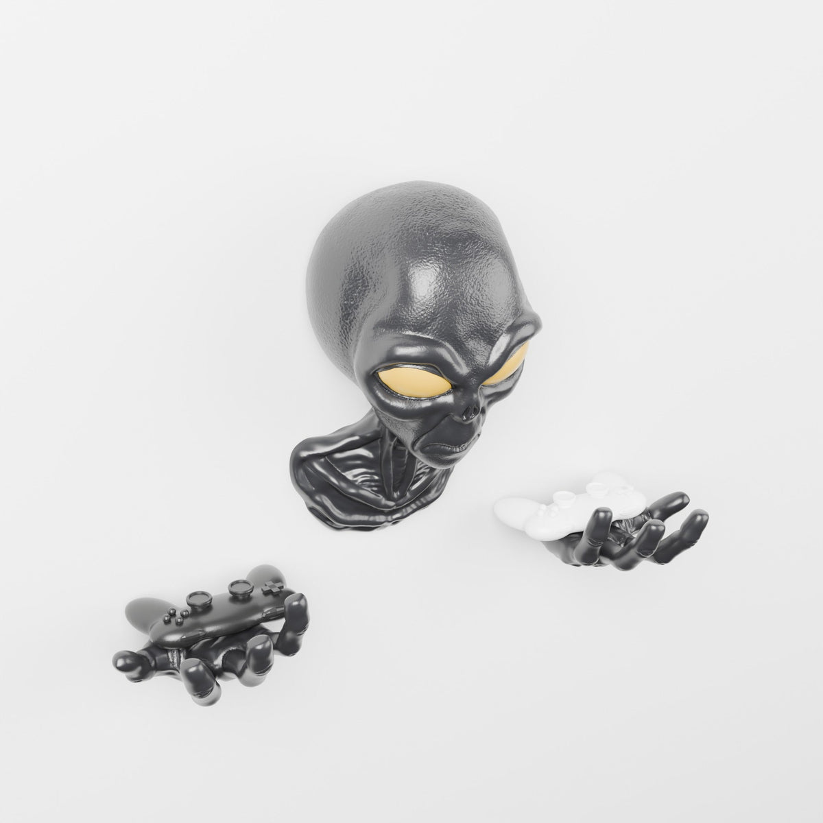 Alien Bust Wall Mount with Hands – Headset Holder & Sci-Fi Wall Decor - Northern Foundry