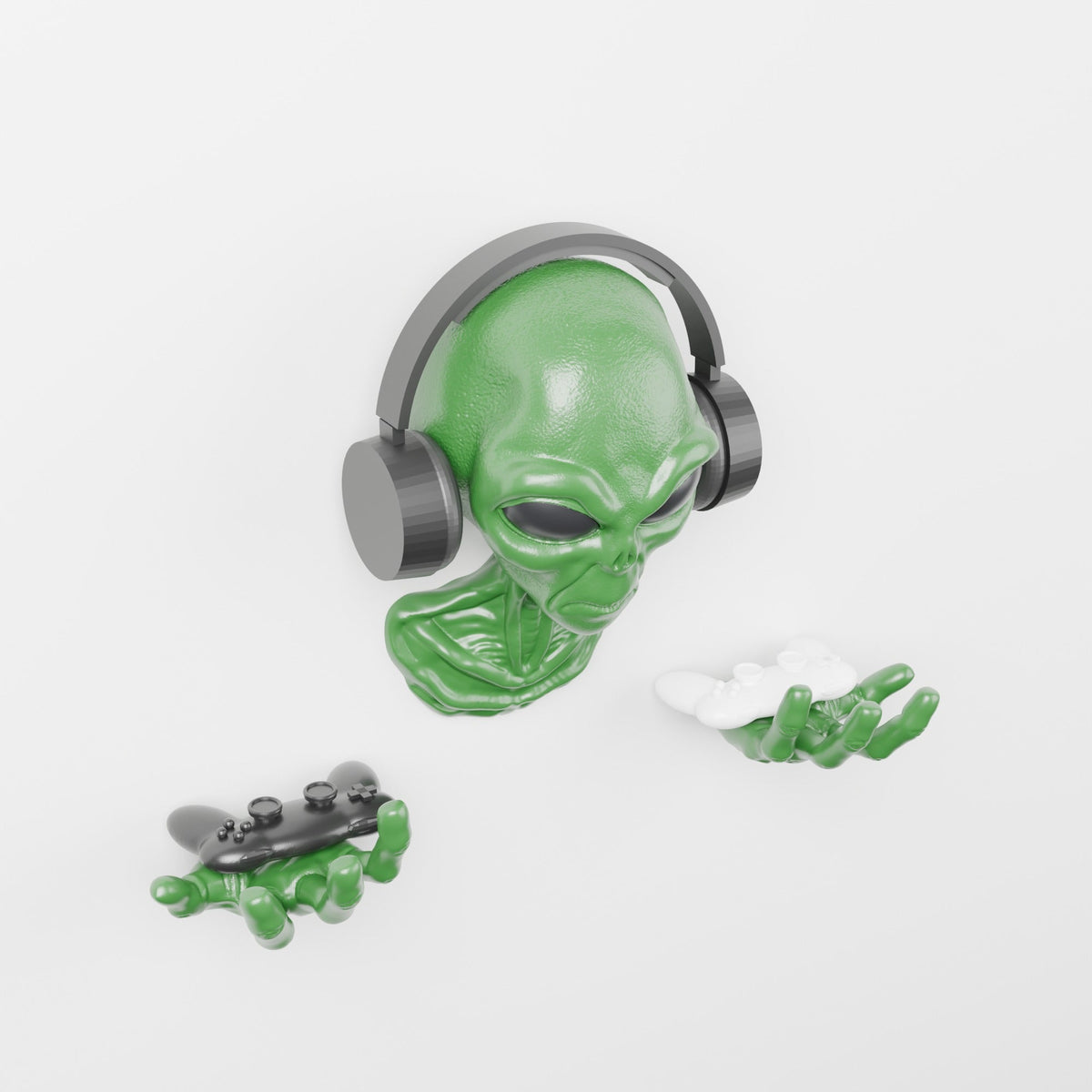 Alien Bust Wall Mount with Hands – Headset Holder & Sci-Fi Wall Decor - Northern Foundry