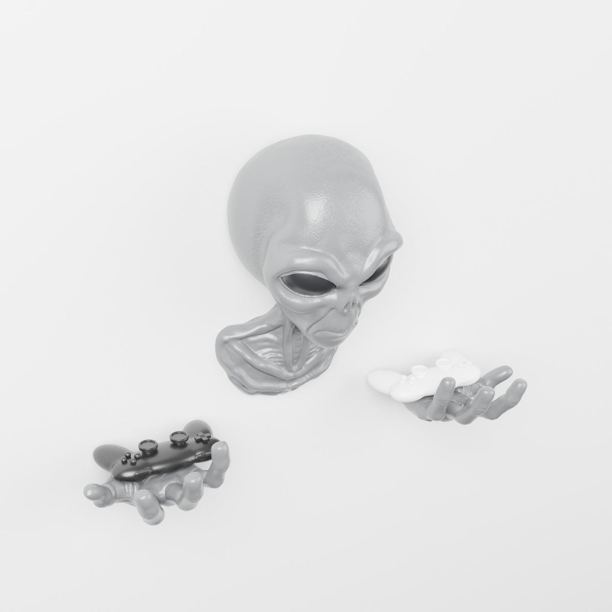 Alien Bust Wall Mount with Hands – Headset Holder & Sci-Fi Wall Decor - Northern Foundry