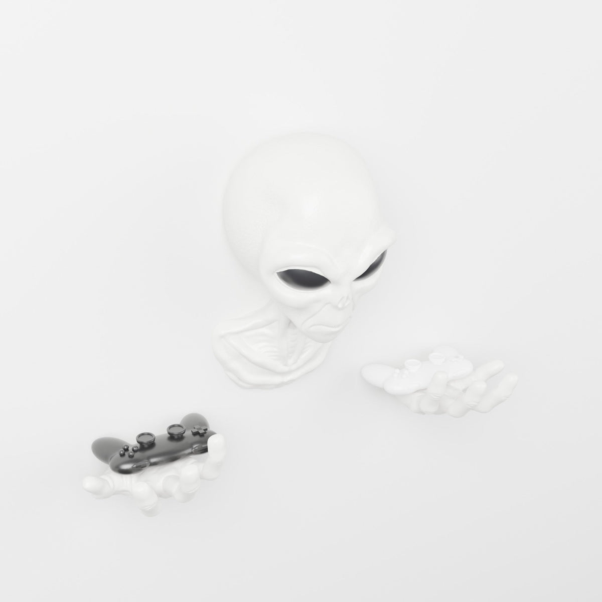 Alien Bust Wall Mount with Hands – Headset Holder & Sci-Fi Wall Decor - Northern Foundry