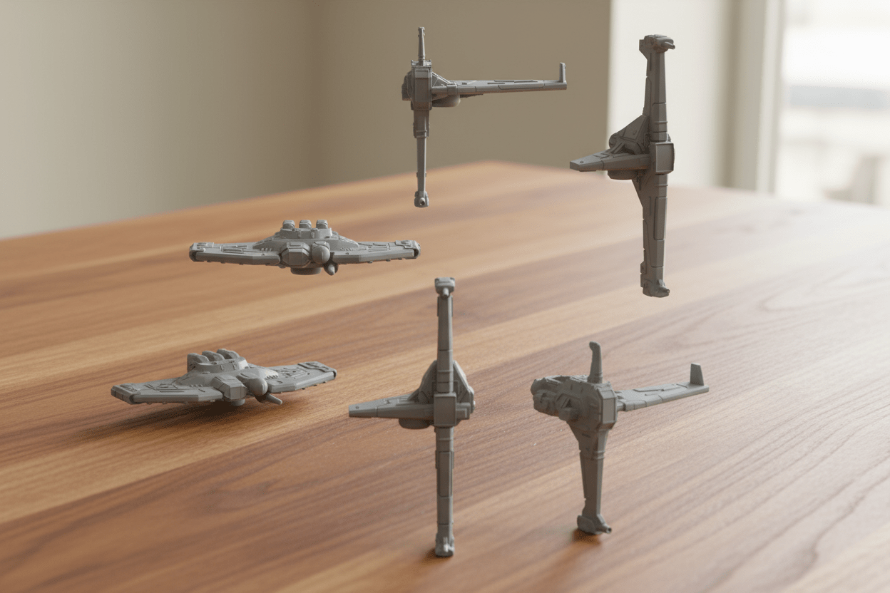 Alliance Carrier Strike Group — Terra Union Space Fleet — Heavy Carriers & Fighter Squadrons — 1:128 Scale Billion Suns Miniatures