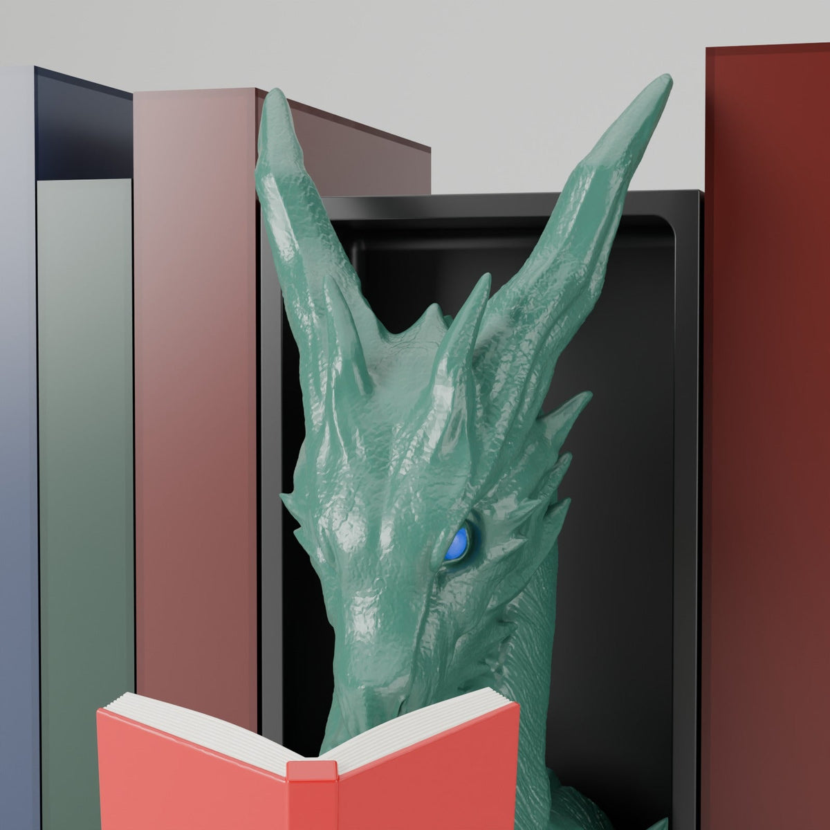 Ancient Dragon Book Nook – Reading Dragon Peeking Out of Your Bookshelf - Northern Foundry