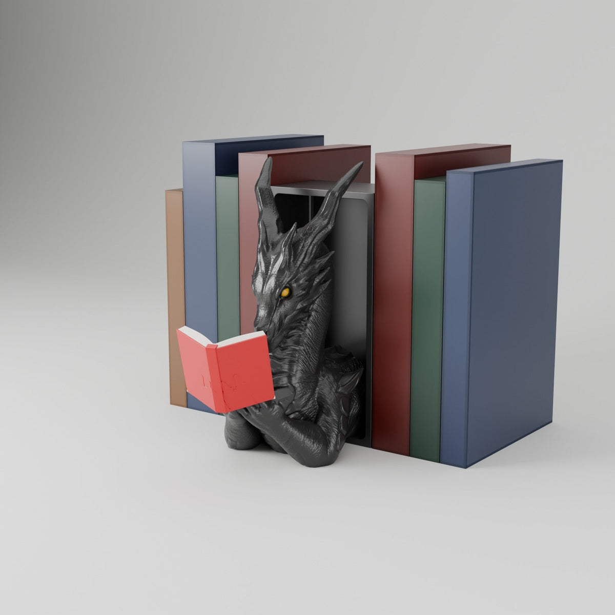 Ancient Dragon Book Nook – Reading Dragon Peeking Out of Your Bookshelf - Northern Foundry