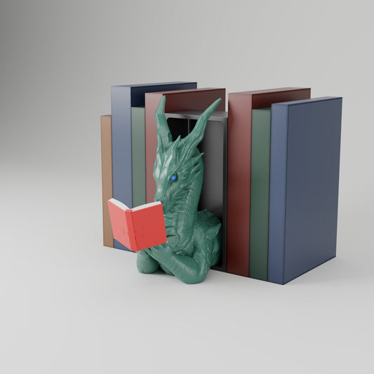 Ancient Dragon Book Nook – Reading Dragon Peeking Out of Your Bookshelf - Northern Foundry