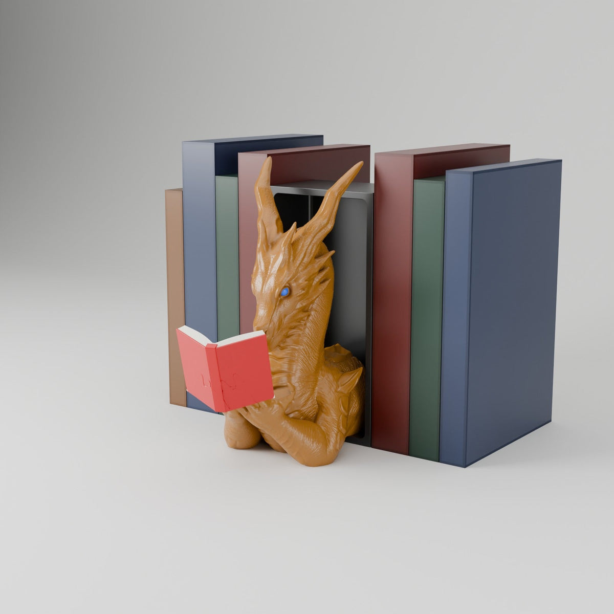 Ancient Dragon Book Nook – Reading Dragon Peeking Out of Your Bookshelf - Northern Foundry