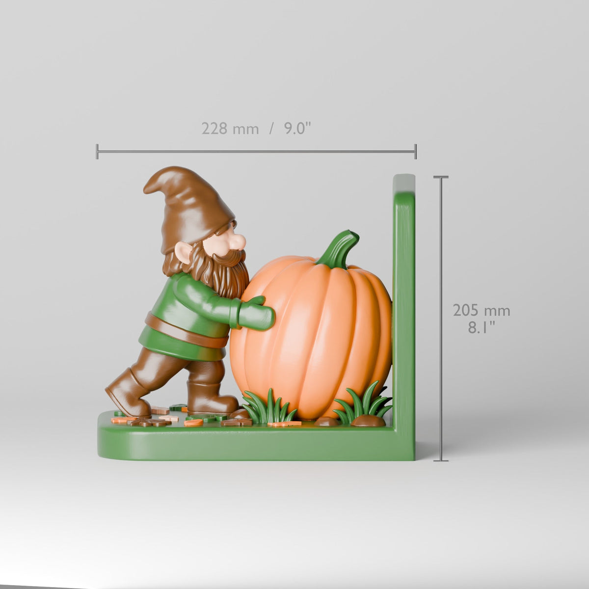 Autumn Gnome Bookend with Pumpkin – Fall Shelf Decor - Northern Foundry