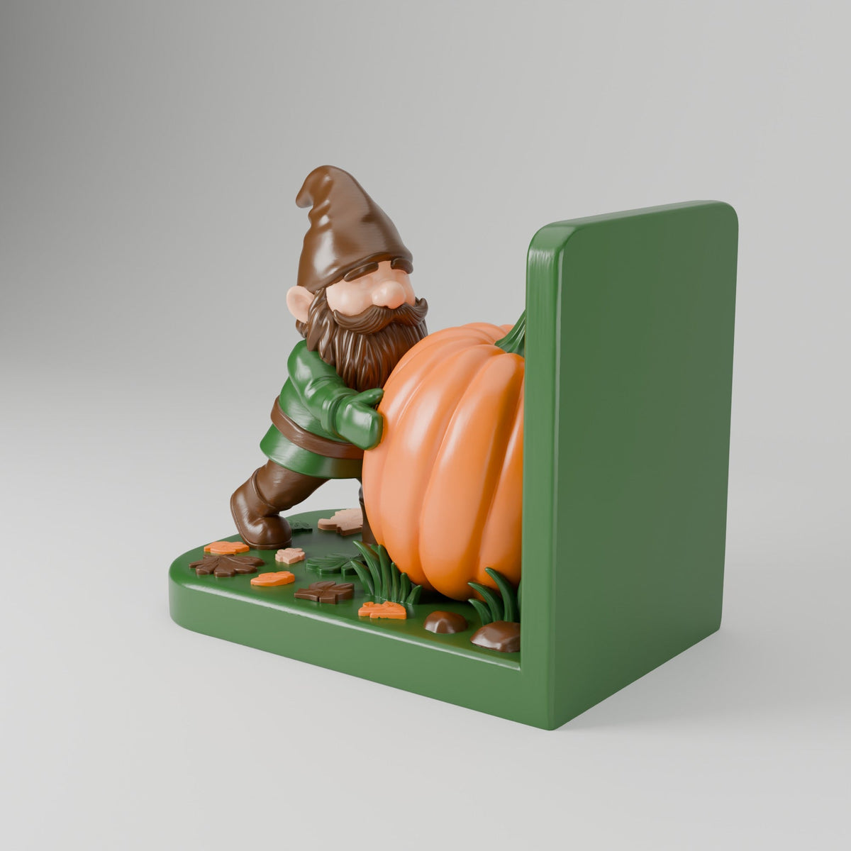 Autumn Gnome Bookend with Pumpkin – Fall Shelf Decor - Northern Foundry