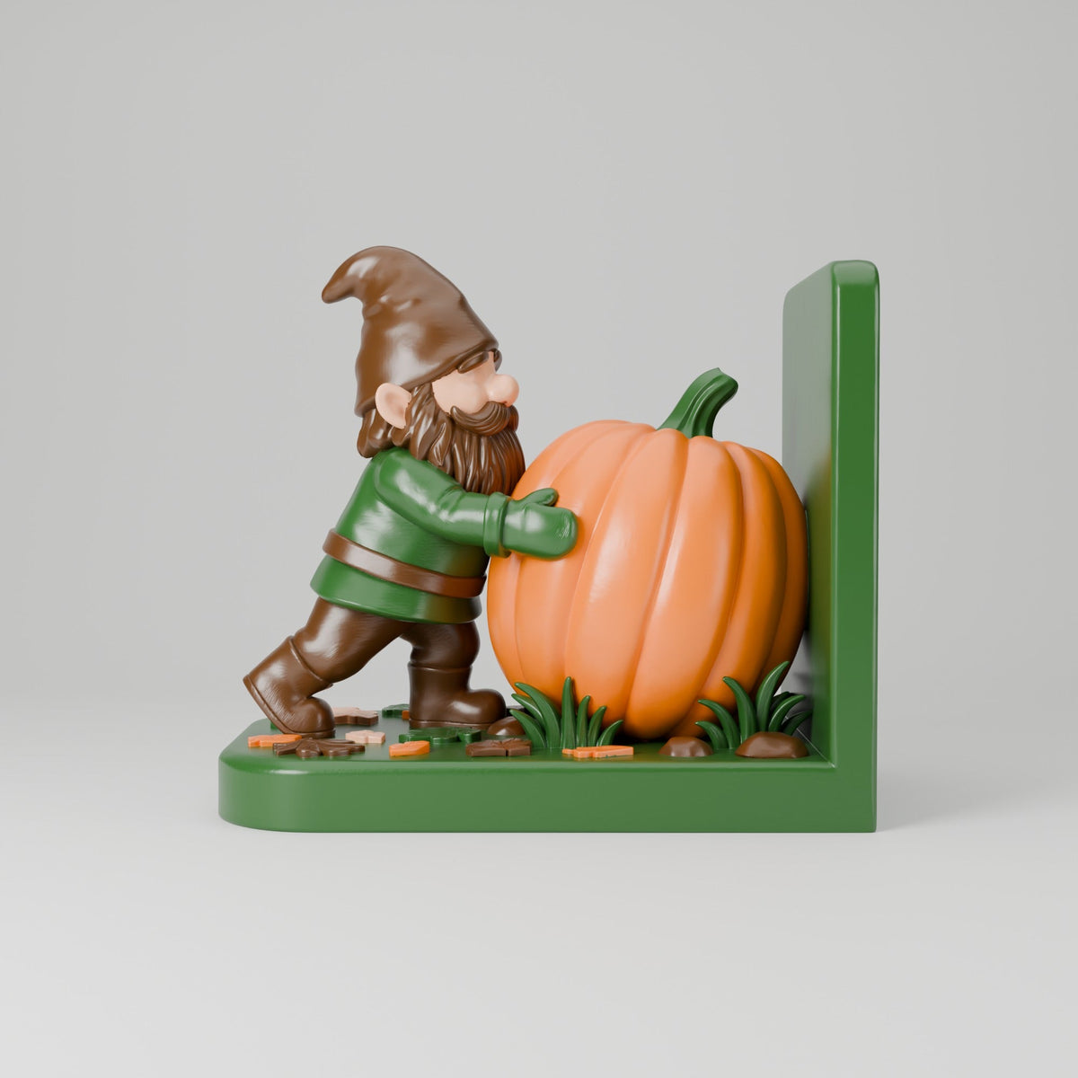Autumn Gnome Bookend with Pumpkin – Fall Shelf Decor - Northern Foundry