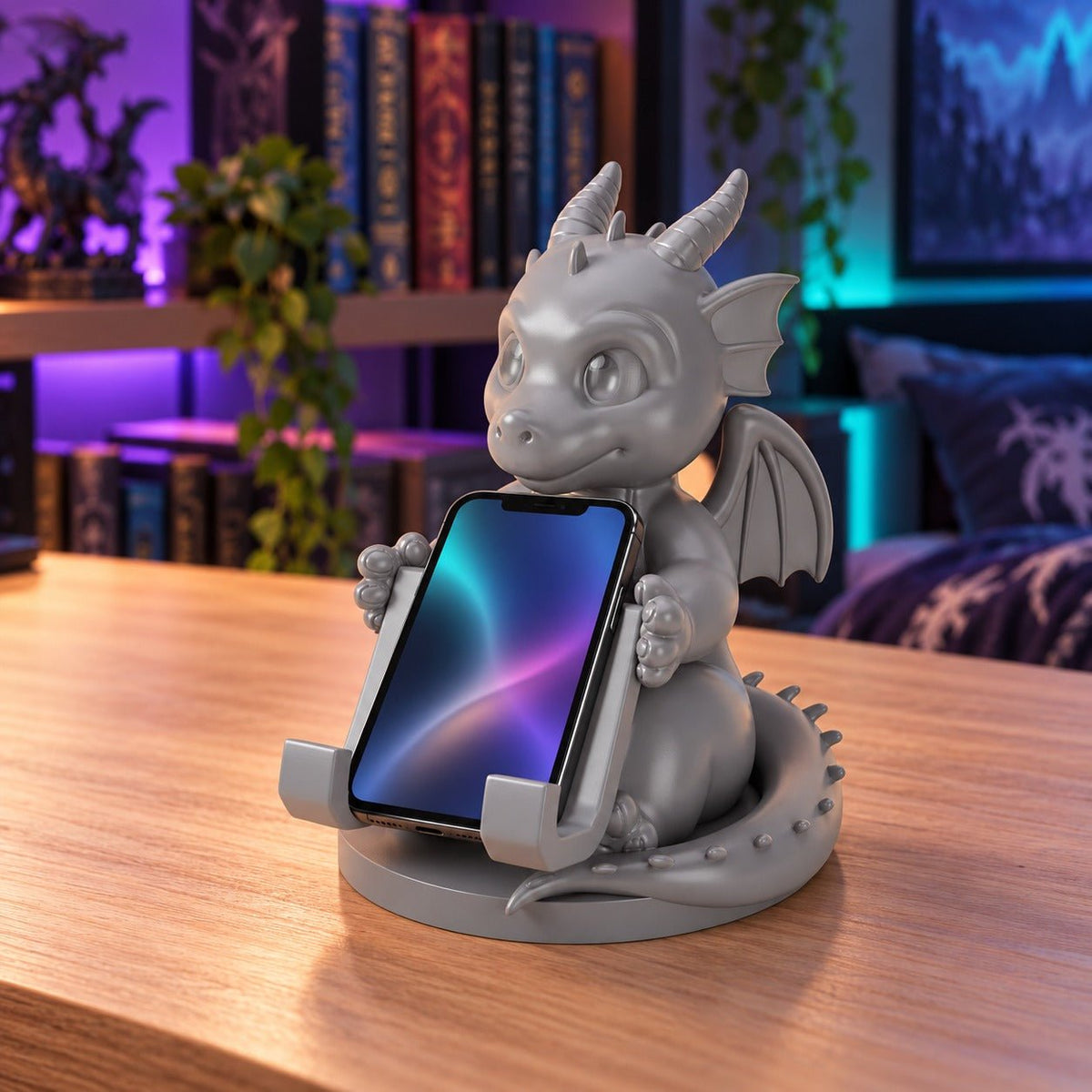 Baby Dragon Phone Stand – Fantasy Desk Phone Holder - Northern Foundry