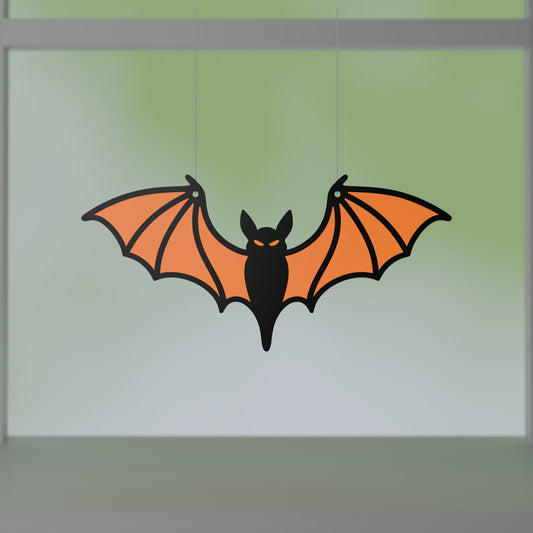 Bat Window Suncatcher – Halloween Window Decor with Translucent Stained Glass Style Wings - Northern Foundry