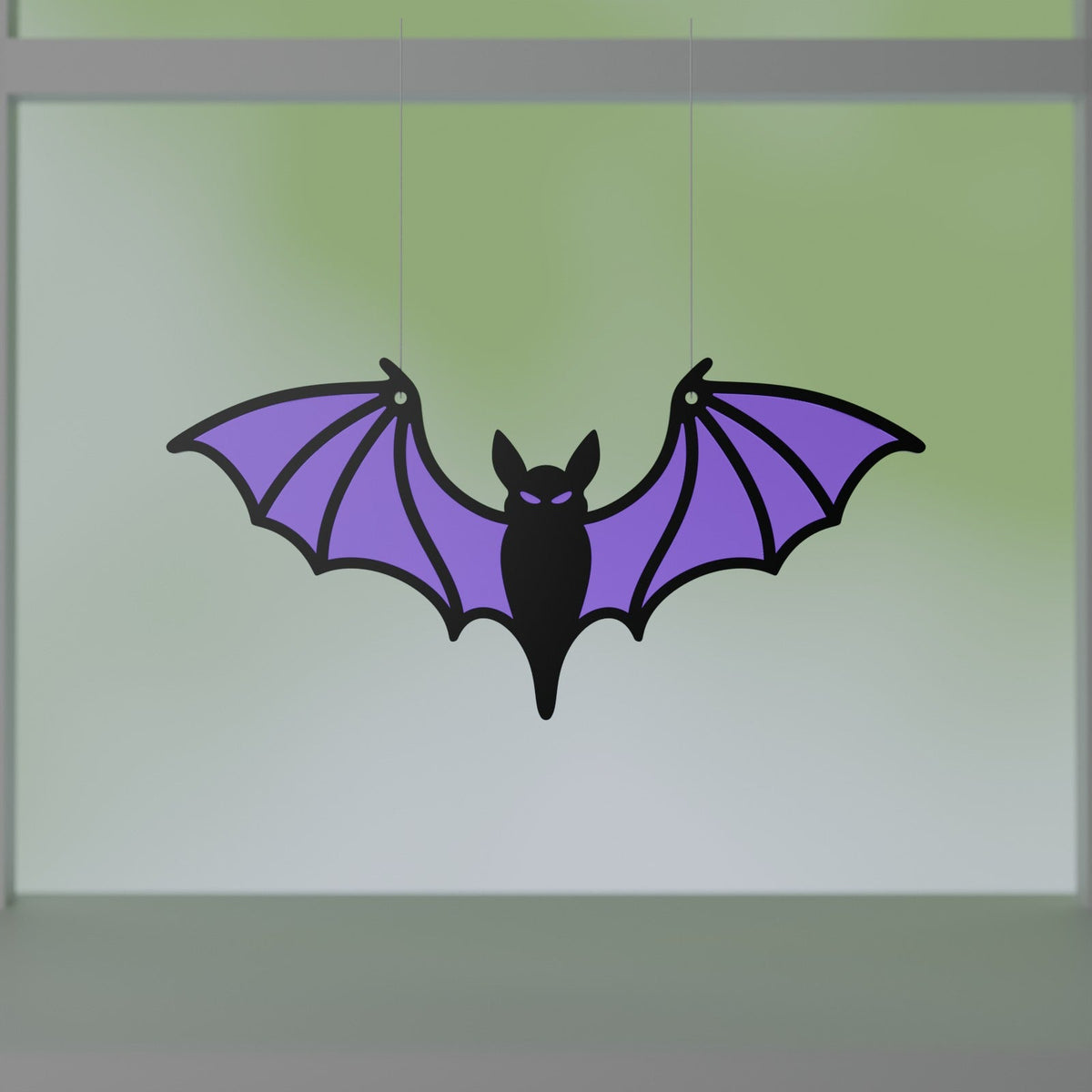 Bat Window Suncatcher – Halloween Window Decor with Translucent Stained Glass Style Wings - Northern Foundry