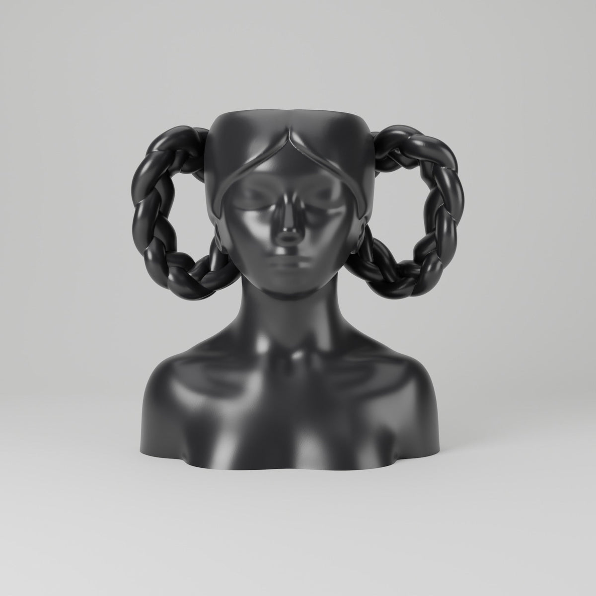 Braided Girl Vase – Sculpted Bust Flower Vase with Looped Braids - Northern Foundry