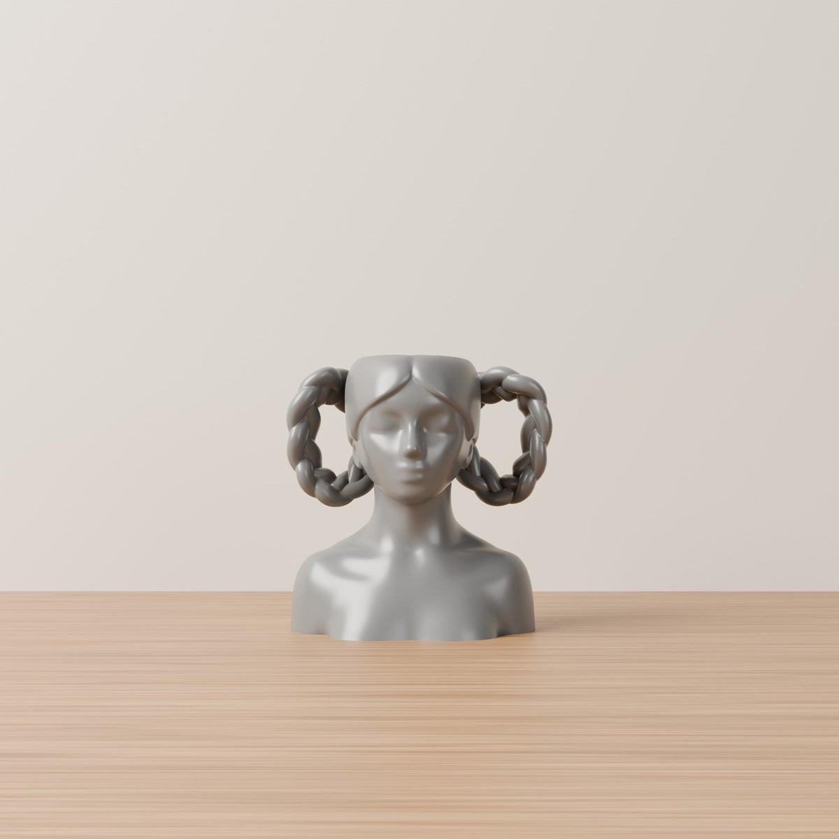 Braided Girl Vase – Sculpted Bust Flower Vase with Looped Braids - Northern Foundry