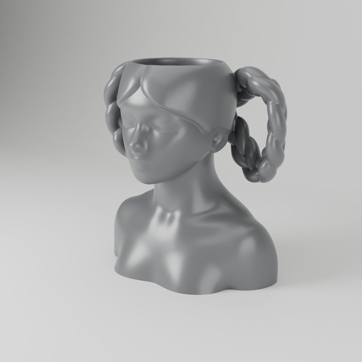 Braided Girl Vase – Sculpted Bust Flower Vase with Looped Braids - Northern Foundry