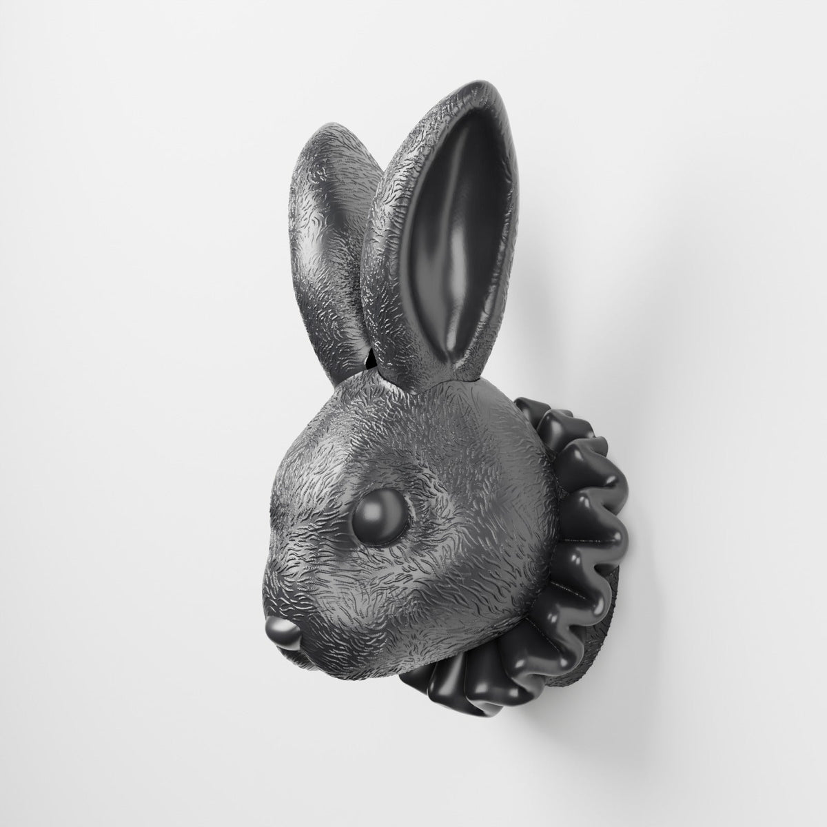 Bunny Head Wall Mount – Ruffled Collar Rabbit Wall Sculpture - Northern Foundry
