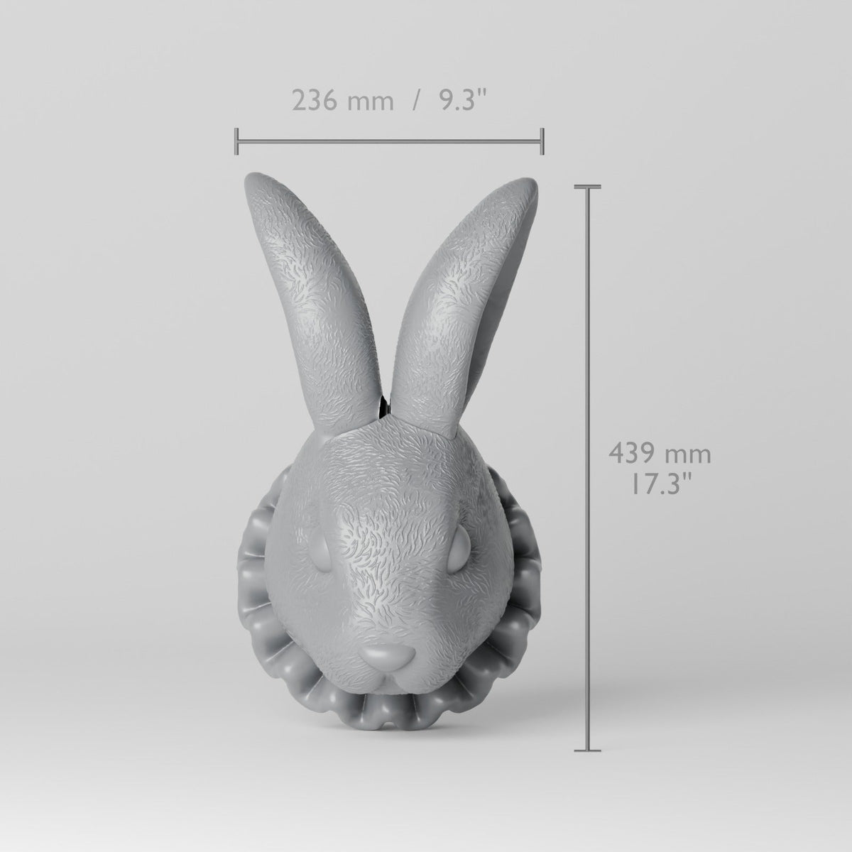 Bunny Head Wall Mount – Ruffled Collar Rabbit Wall Sculpture - Northern Foundry