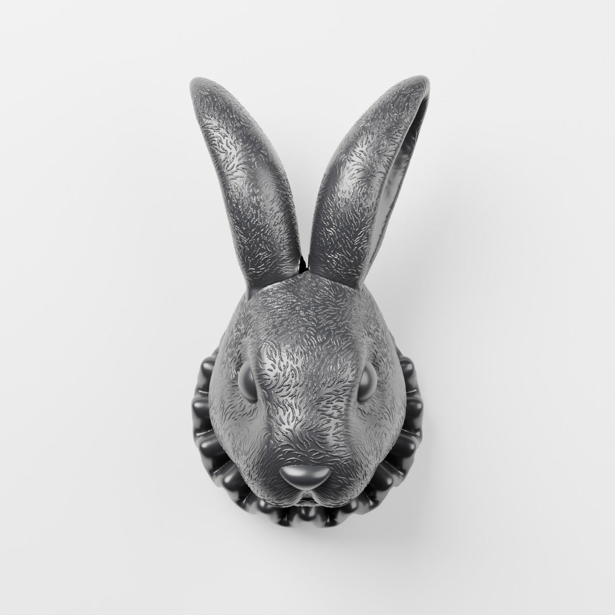 Bunny Head Wall Mount – Ruffled Collar Rabbit Wall Sculpture - Northern Foundry