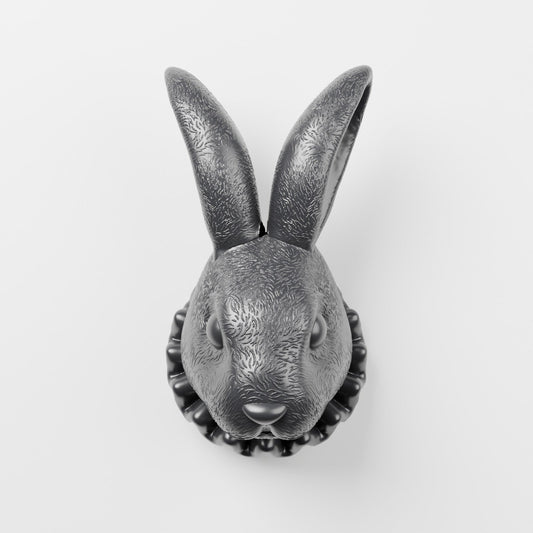 Bunny Head Wall Mount – Ruffled Collar Rabbit Wall Sculpture - Northern Foundry
