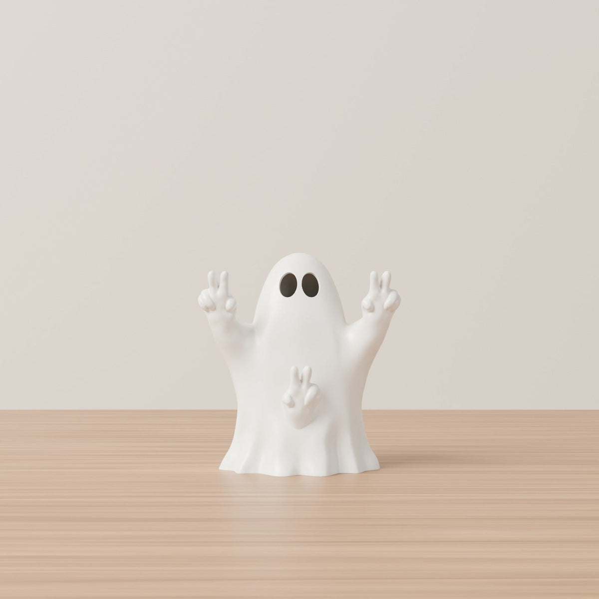 Cheeky Peace Sign Ghost – Funny Ghost LED Tealight Holder for Halloween - Northern Foundry
