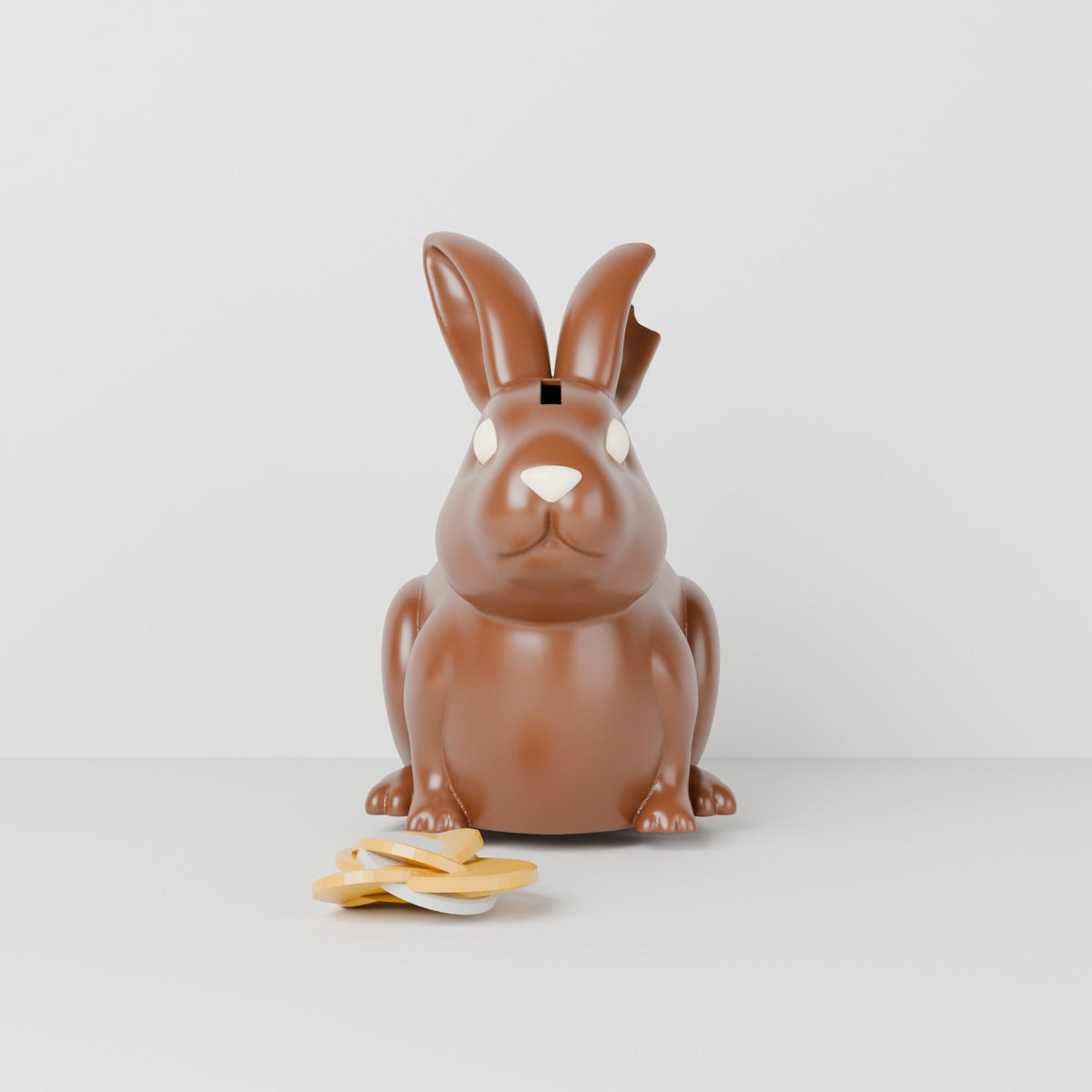 Chocolate Bunny Piggy Bank – Easter Coin Bank with Bitten Ear - Northern Foundry