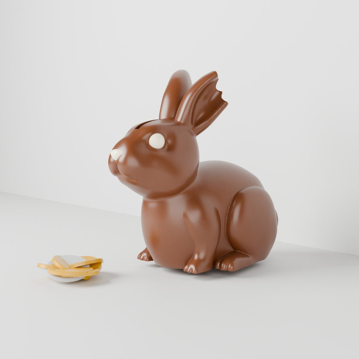 Chocolate Bunny Piggy Bank – Easter Coin Bank with Bitten Ear - Northern Foundry