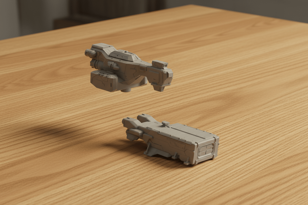 Civilian Merchant Convoy | 18 - Ship Space Fleet | Freighters, Science Vessel & Escorts | Sci - Fi Objective Markers & Scenery - Northern Foundry