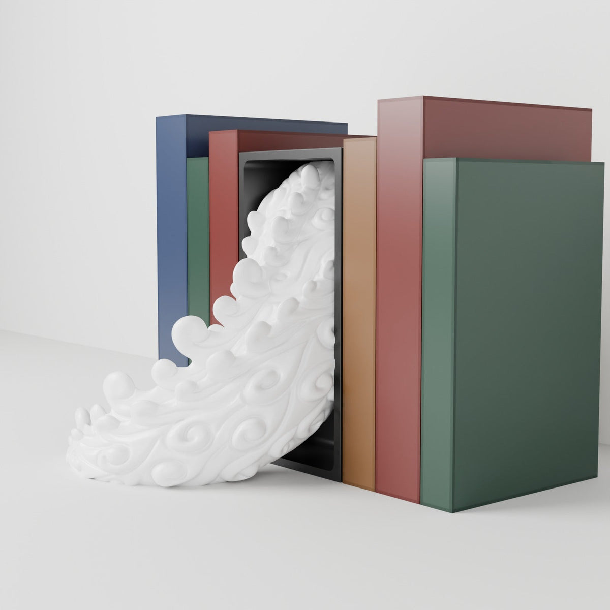 Cloud Dragon Book Nook – Swirling Dragon Head or Tail Bursting from Your Bookshelf - Northern Foundry