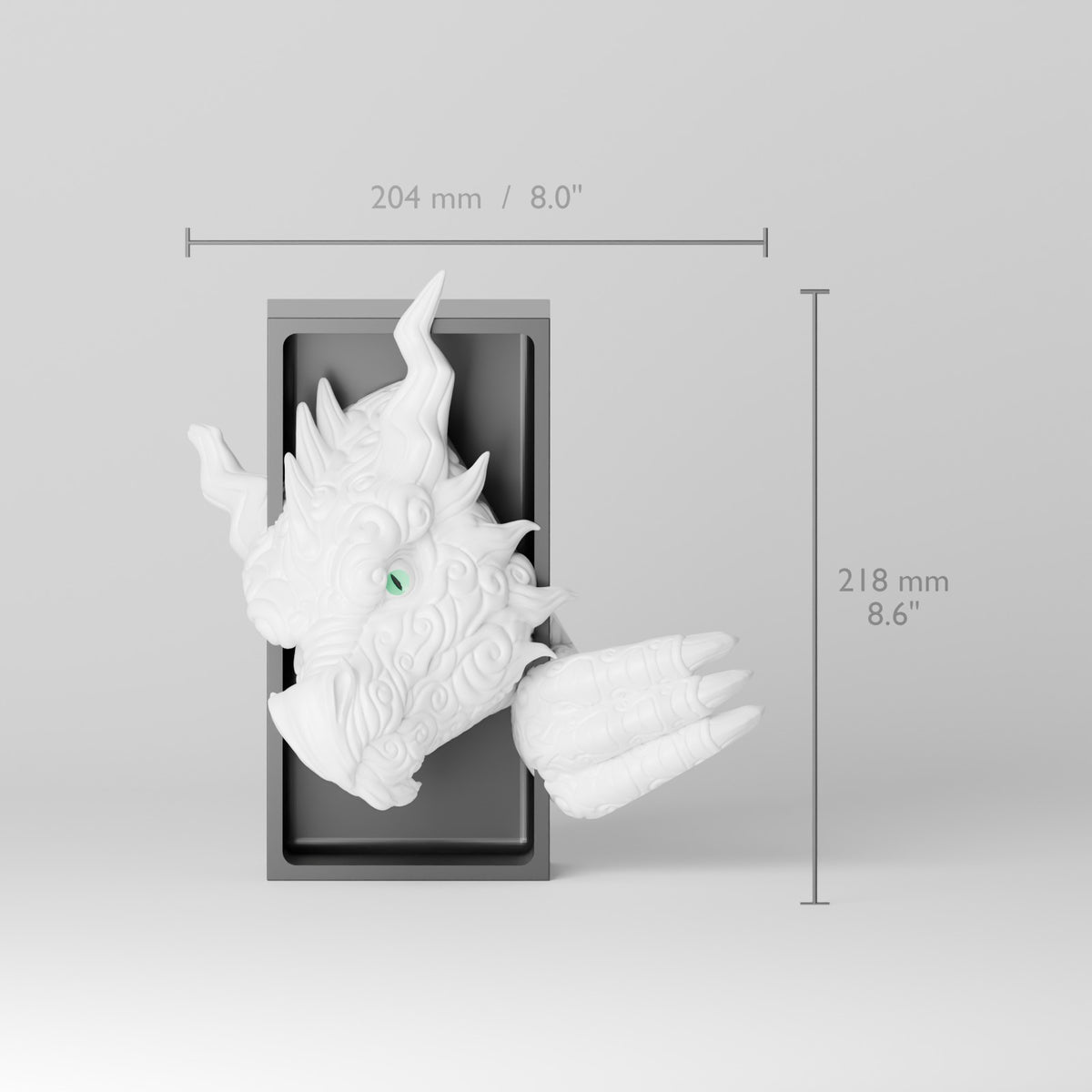 Cloud dragon emerging head book nook dimensions 22cm tall