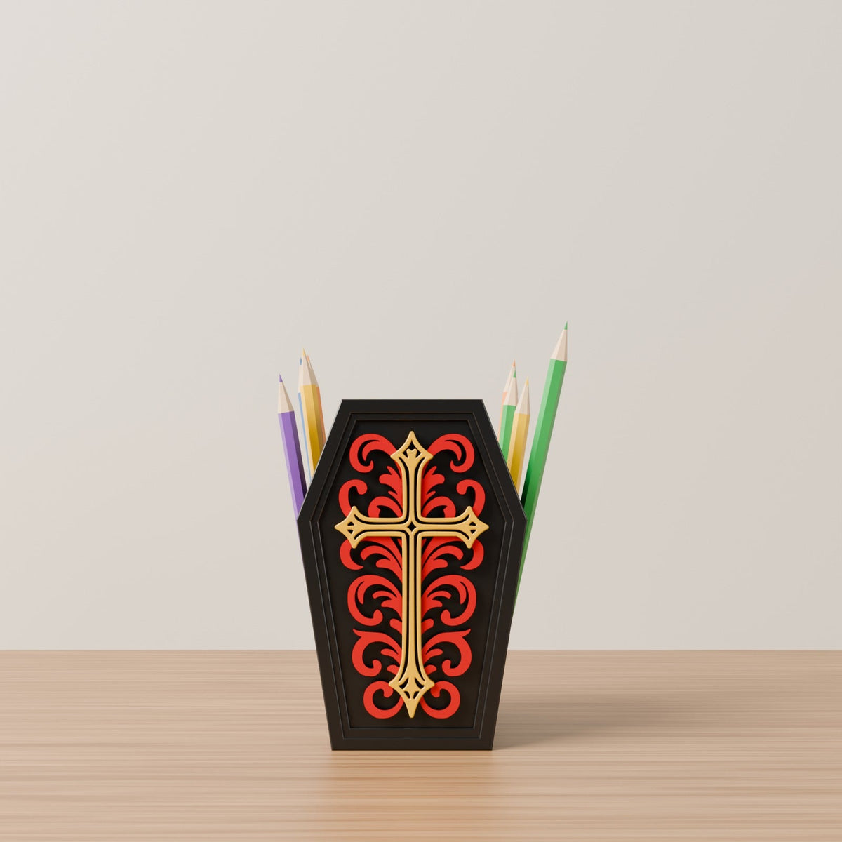 Coffin Pen Holder – Gothic Vampire Coffin Pencil Cup and Desk Organizer - Northern Foundry