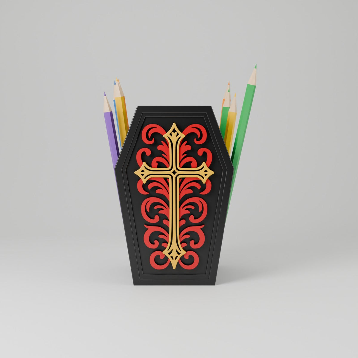 Coffin Pen Holder – Gothic Vampire Coffin Pencil Cup and Desk Organizer - Northern Foundry