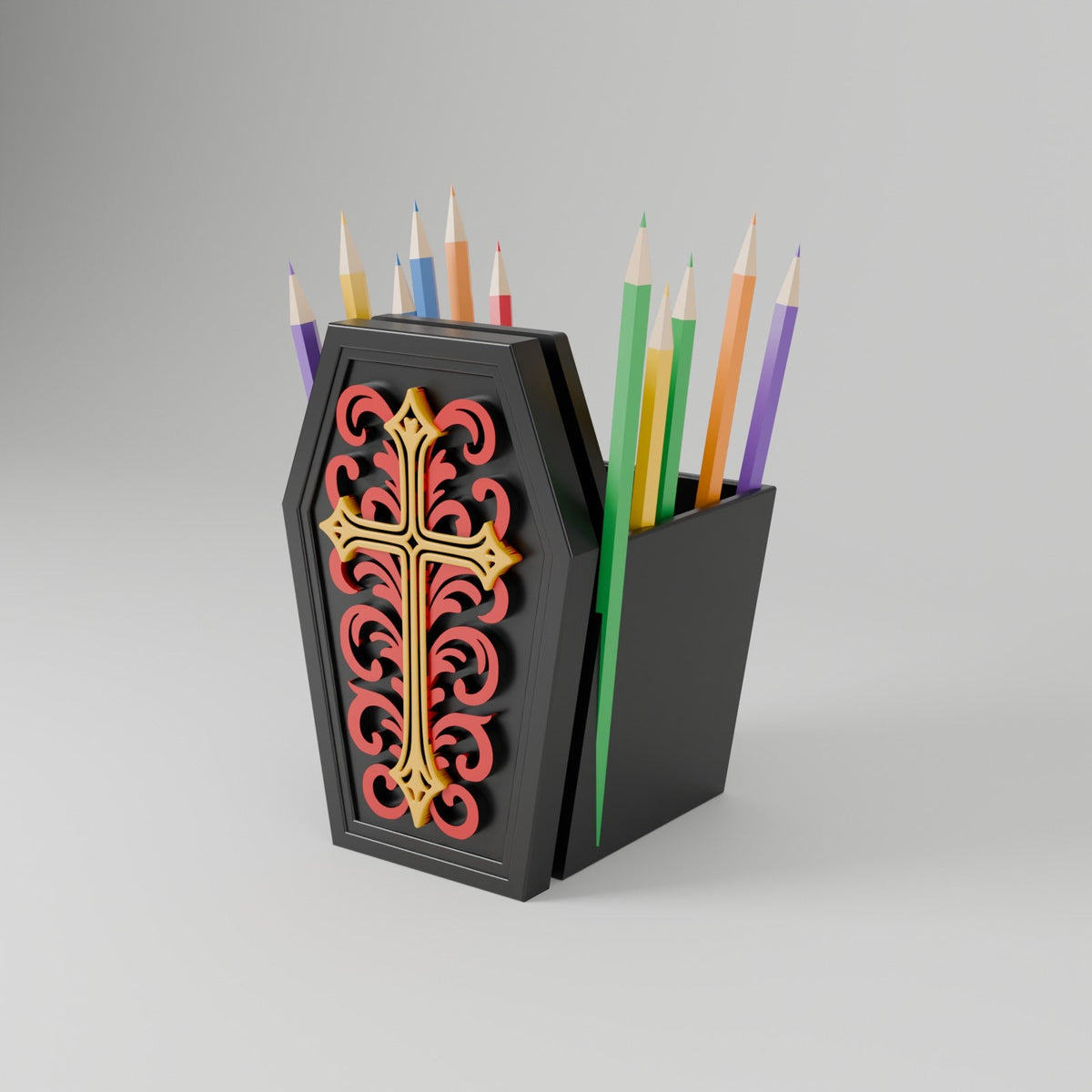 Coffin Pen Holder – Gothic Vampire Coffin Pencil Cup and Desk Organizer - Northern Foundry