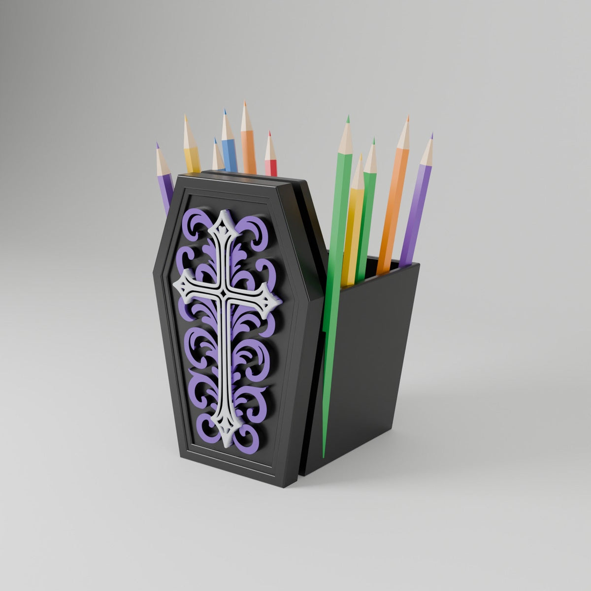Coffin Pen Holder – Gothic Vampire Coffin Pencil Cup and Desk Organizer - Northern Foundry
