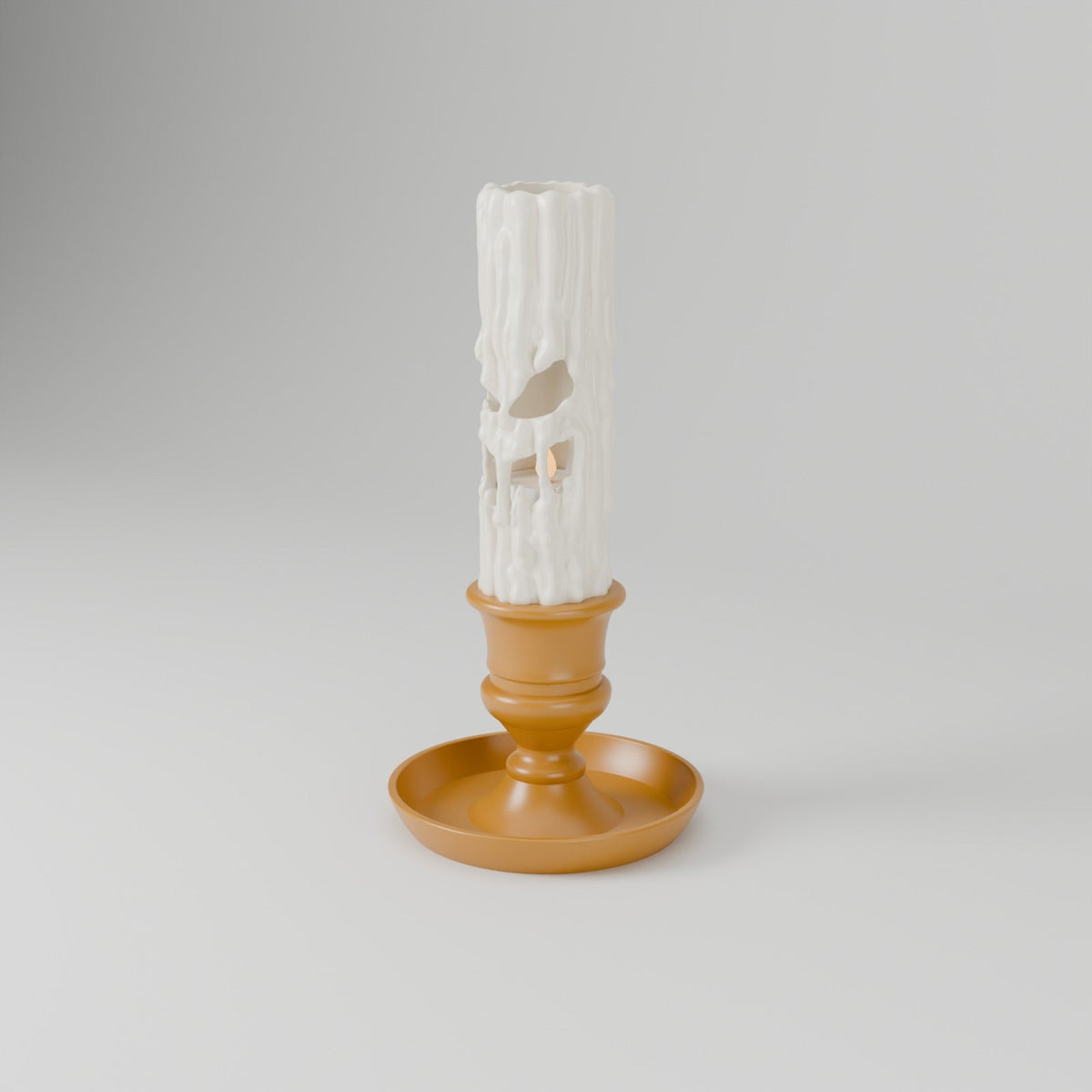 Creepy Face Candle with Candlestick – Dripping Wax LED Candle Lamp, Spooky or Cute Halloween Decor - Northern Foundry