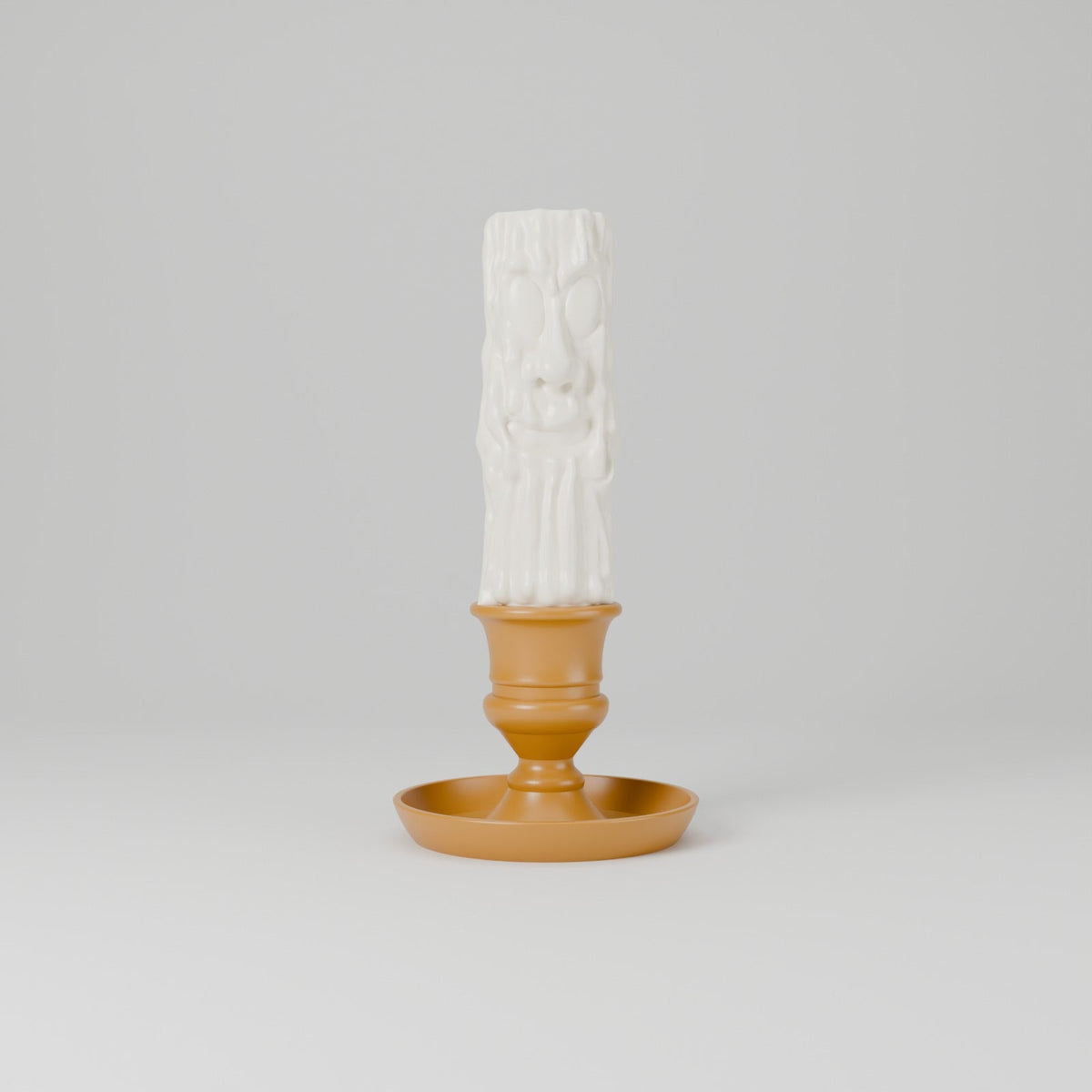 Creepy Face Candle with Candlestick – Dripping Wax LED Candle Lamp, Spooky or Cute Halloween Decor - Northern Foundry