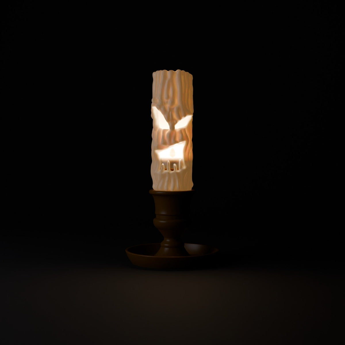 Creepy Face Candle with Candlestick – Dripping Wax LED Candle Lamp, Spooky or Cute Halloween Decor - Northern Foundry