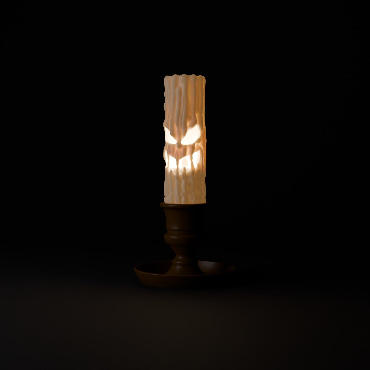 Creepy Face Candle with Candlestick – Dripping Wax LED Candle Lamp, Spooky or Cute Halloween Decor - Northern Foundry