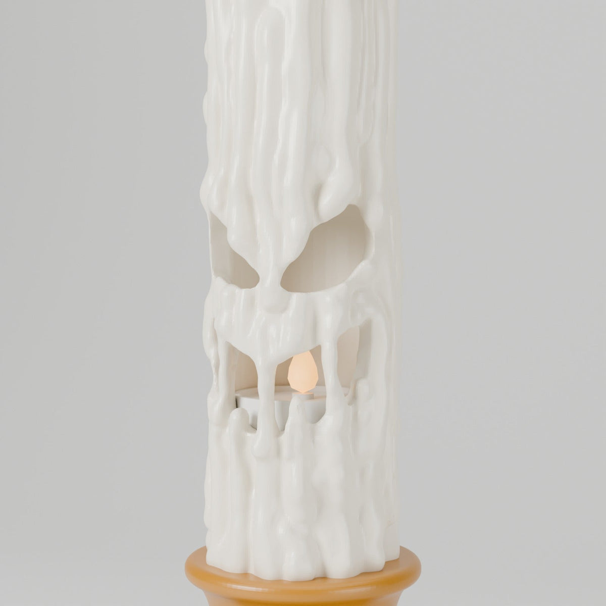 Creepy Face Candle with Candlestick – Dripping Wax LED Candle Lamp, Spooky or Cute Halloween Decor - Northern Foundry