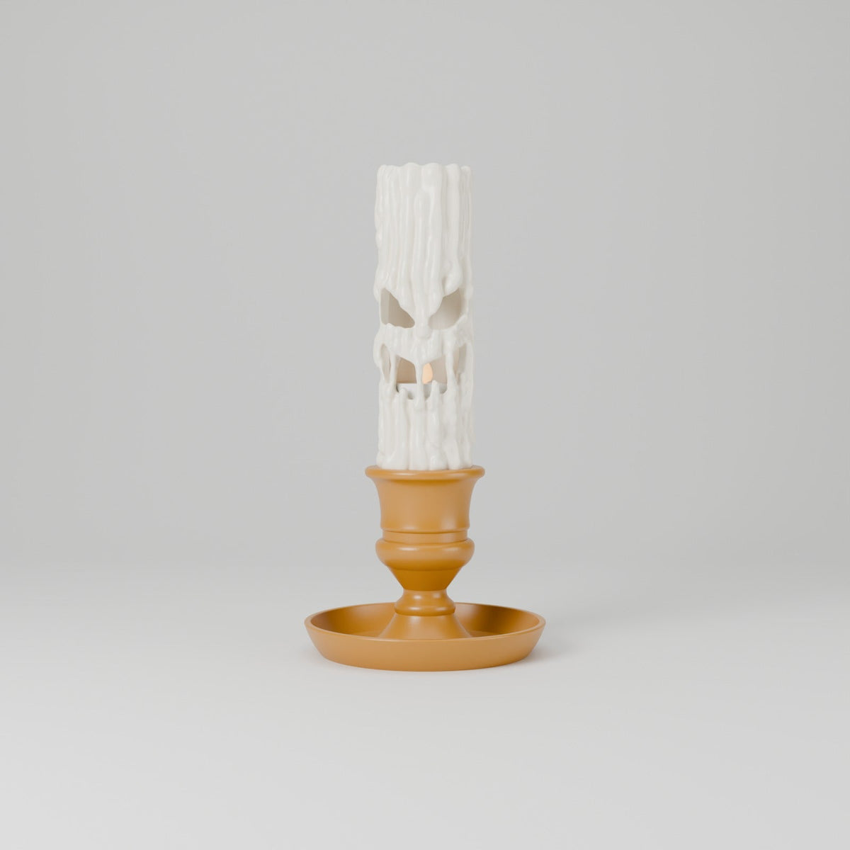 Creepy Face Candle with Candlestick – Dripping Wax LED Candle Lamp, Spooky or Cute Halloween Decor - Northern Foundry