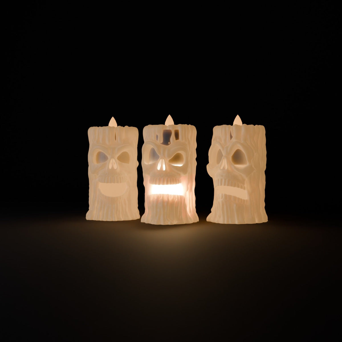 Creepy Skull Candles Set of 3 – Dripping Wax Skull Tealight Holders for Halloween - Northern Foundry