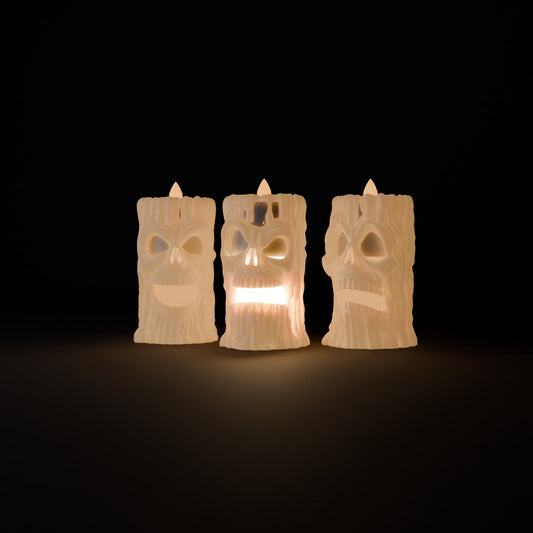Creepy Skull Candles Set of 3 – Dripping Wax Skull Tealight Holders for Halloween - Northern Foundry