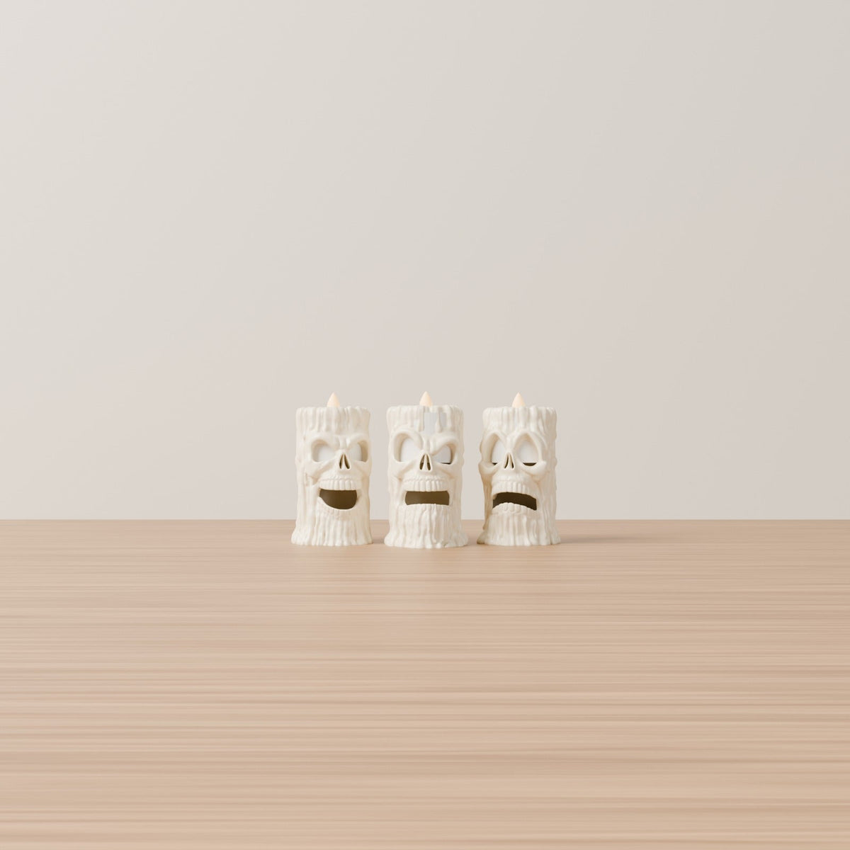 Creepy Skull Candles Set of 3 – Dripping Wax Skull Tealight Holders for Halloween - Northern Foundry